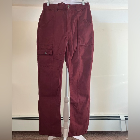 Reformation Kiley Cargo Pant Utility Carpenter Straight Leg Merlot Jeans size 29 - Picture 4 of 8